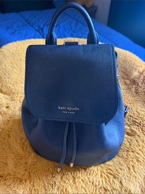 kate spade ♠️ black pebbled leather backpack with drawstring